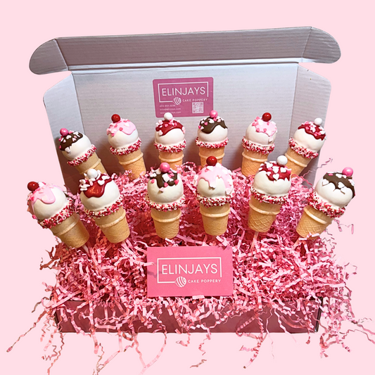Valentine's Ice Cream Cones Cake Pops